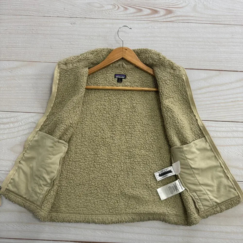 Patagonia Los Gatos Kids Girls Size Large 12 Sherpa Fleece Fuzzy Vest Tan